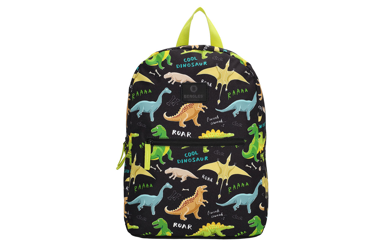 Rugzak – Zwart polyester met dinosaurusprint