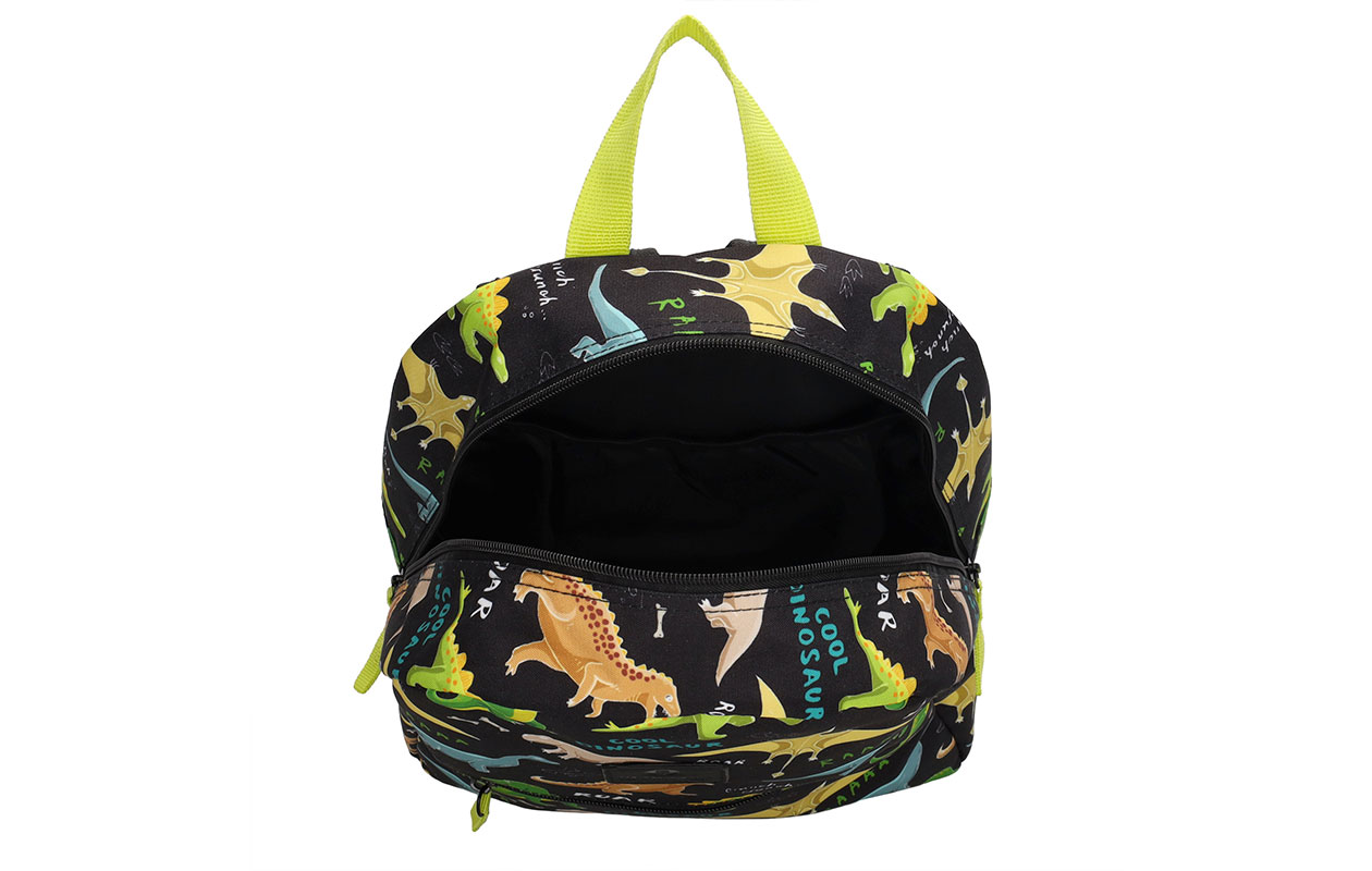 Rugzak – Zwart polyester met dinosaurusprint