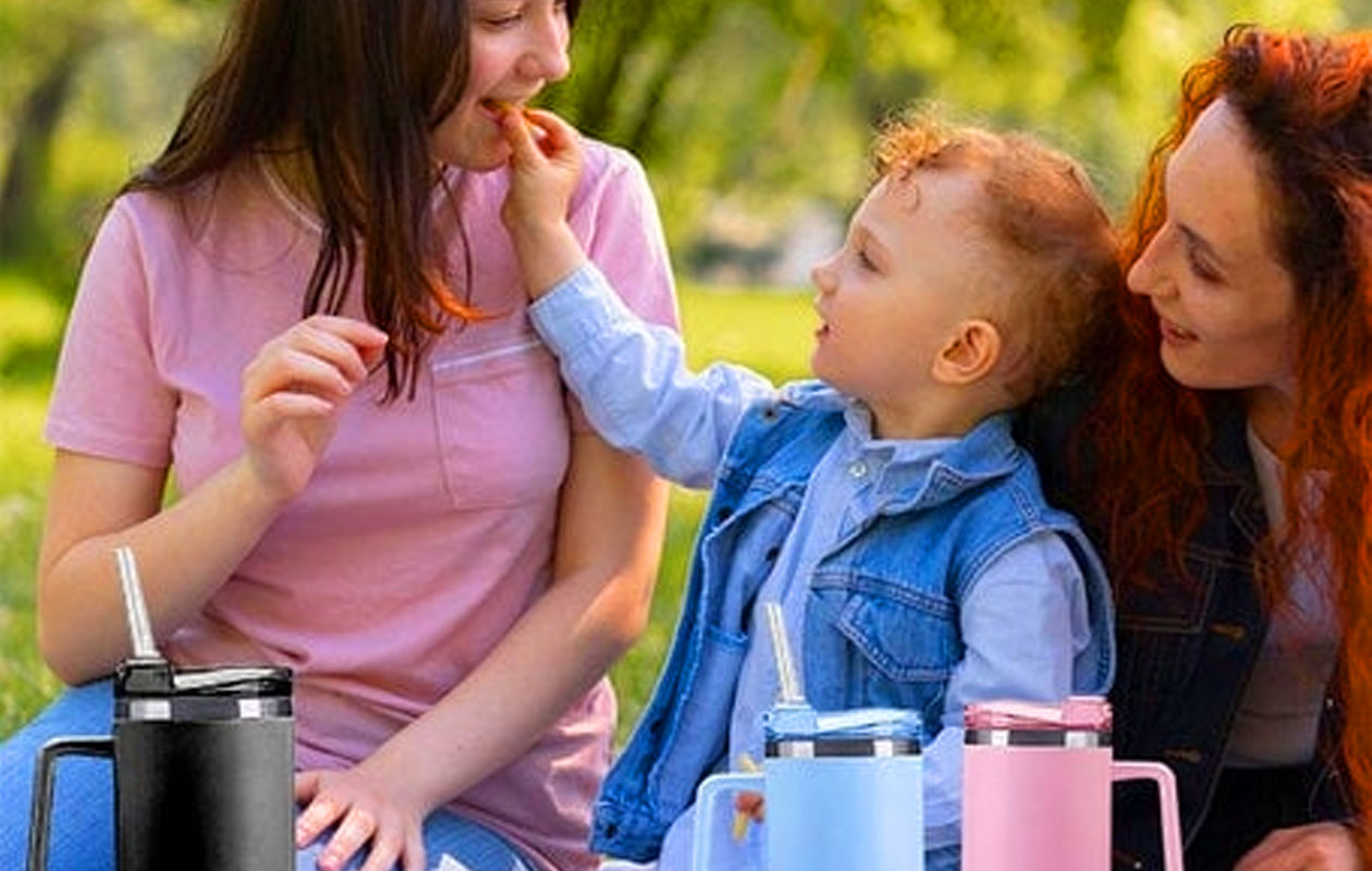 Nexxt thermosbeker met handvat en rietje