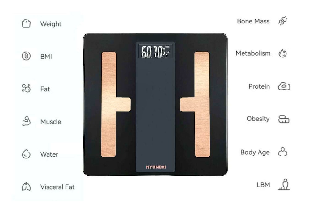 Hyundai - Smart Personenweegschaal met App & 12 Lichaamsmetingen