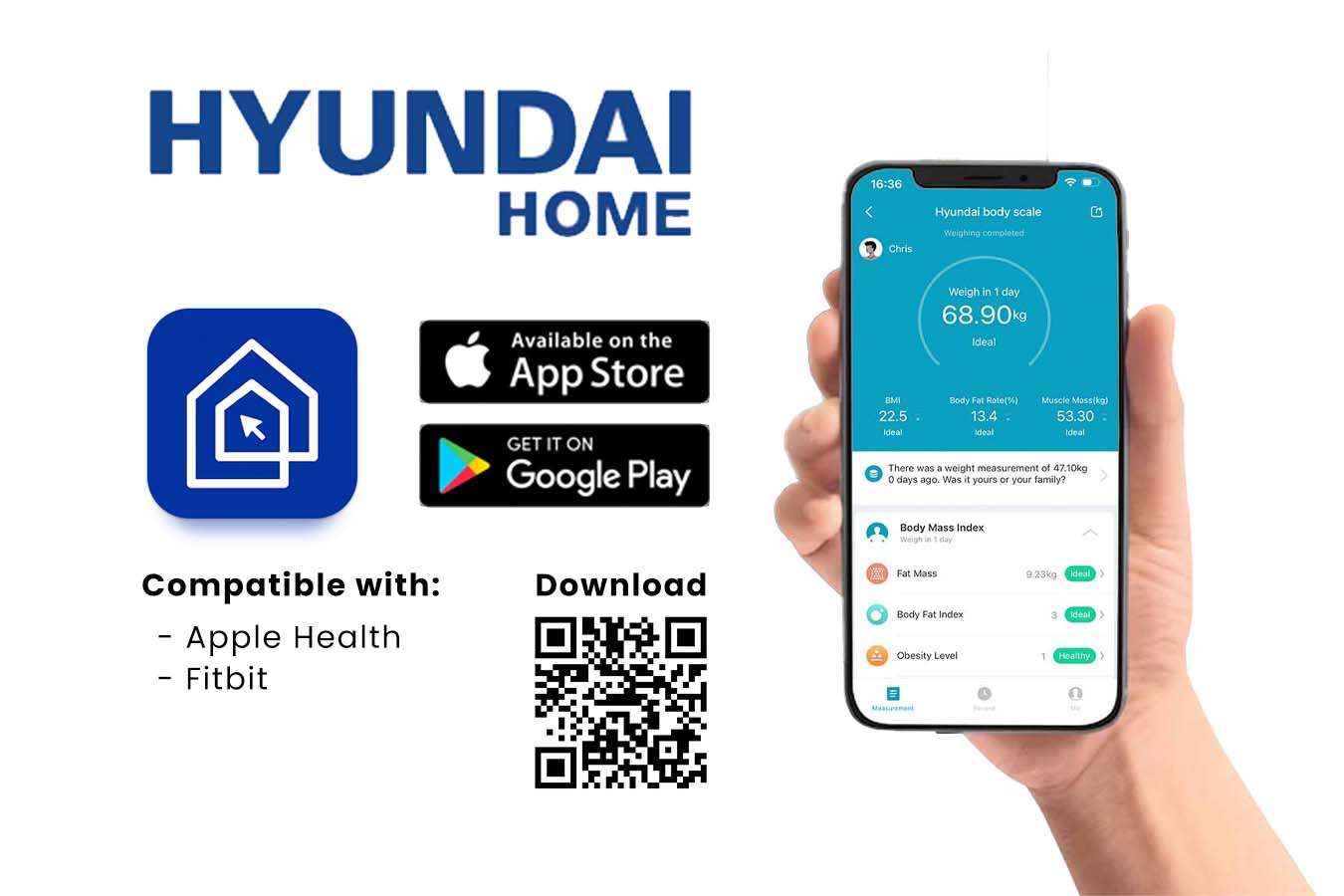 Hyundai Home Smart digitale personenweegschaal