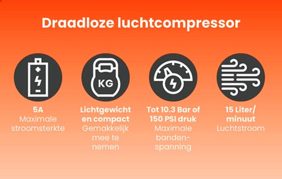 QLT draadloze en oplaadbare compressor  (10,3 bar)