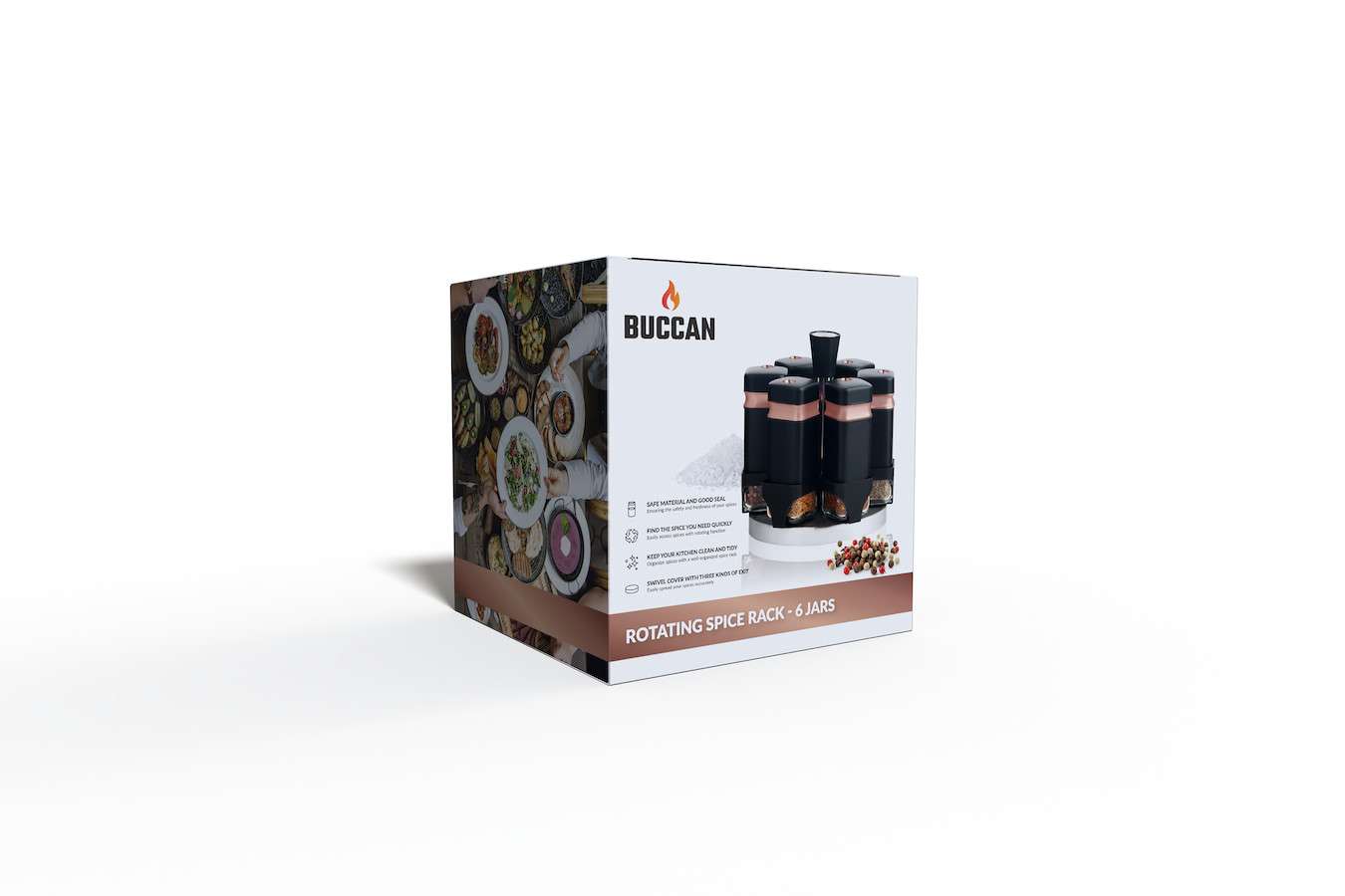 Roterend kruidenrek met 6 potjes van Buccan