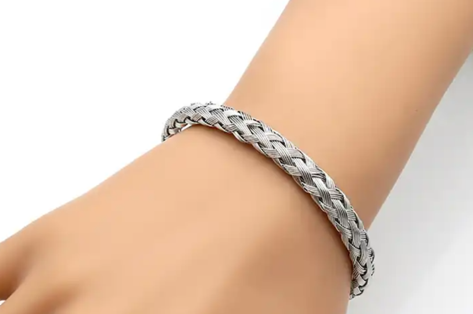 HYKS RVS Gevlochten Bangle Armband