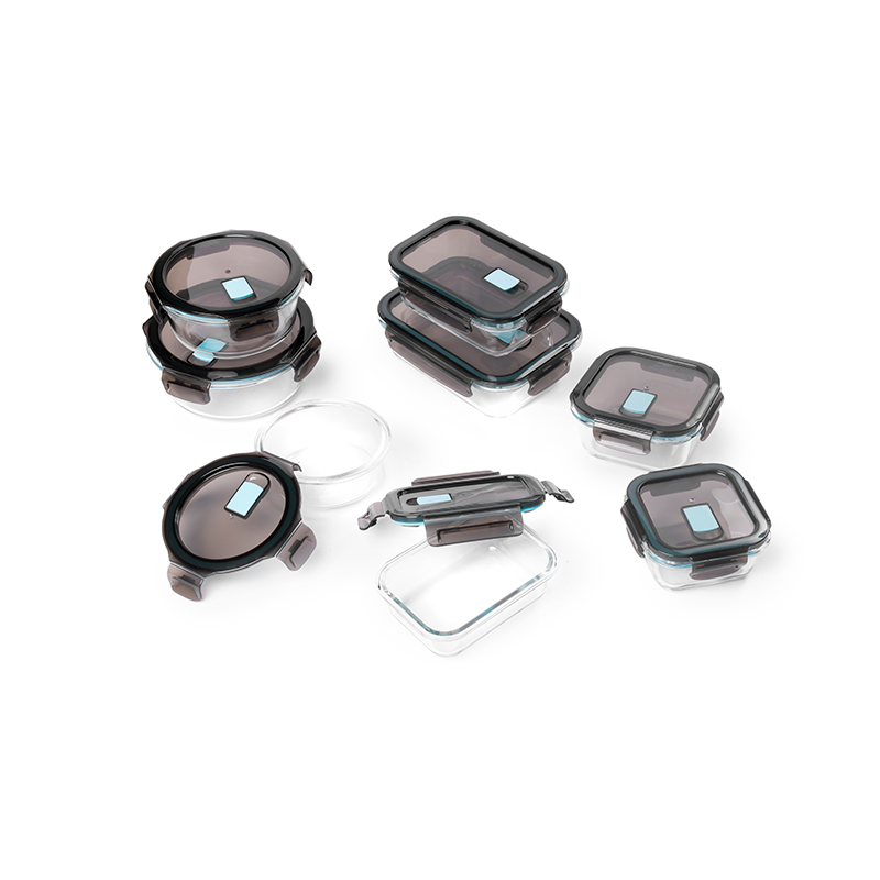 Set van 8 glazen vershoudbakjes