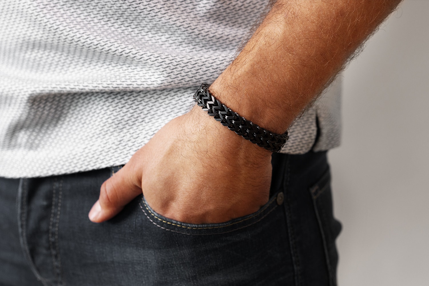 Alpha Sierra herenarmband zwart roestvrij staal