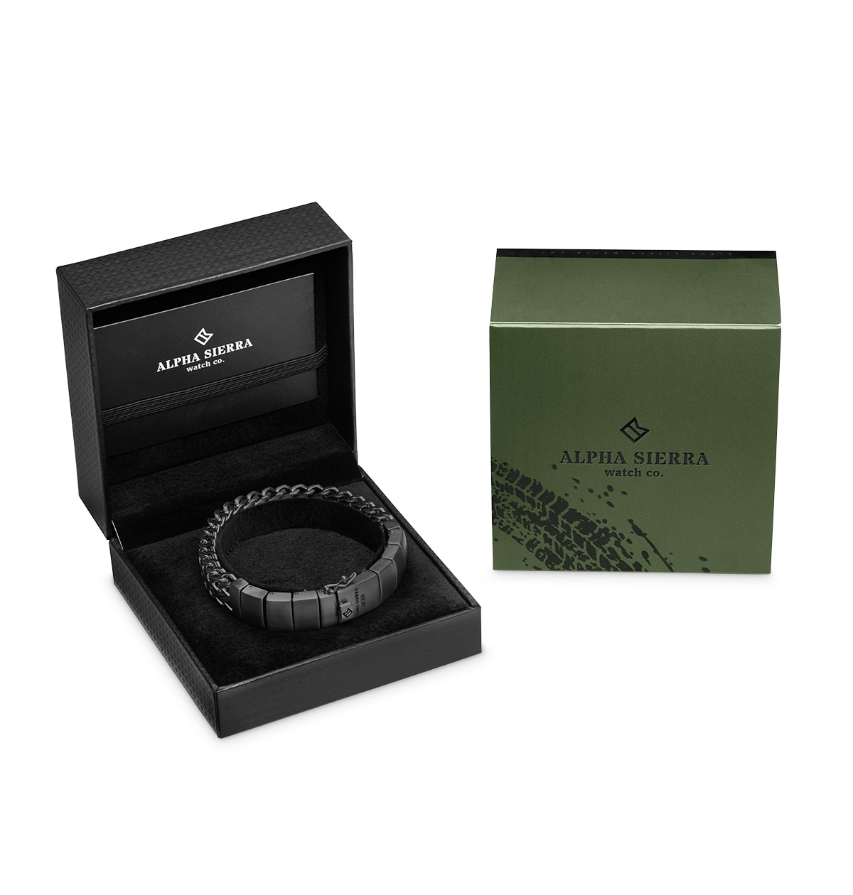 Alpha Sierra herenarmband zwart roestvrij staal