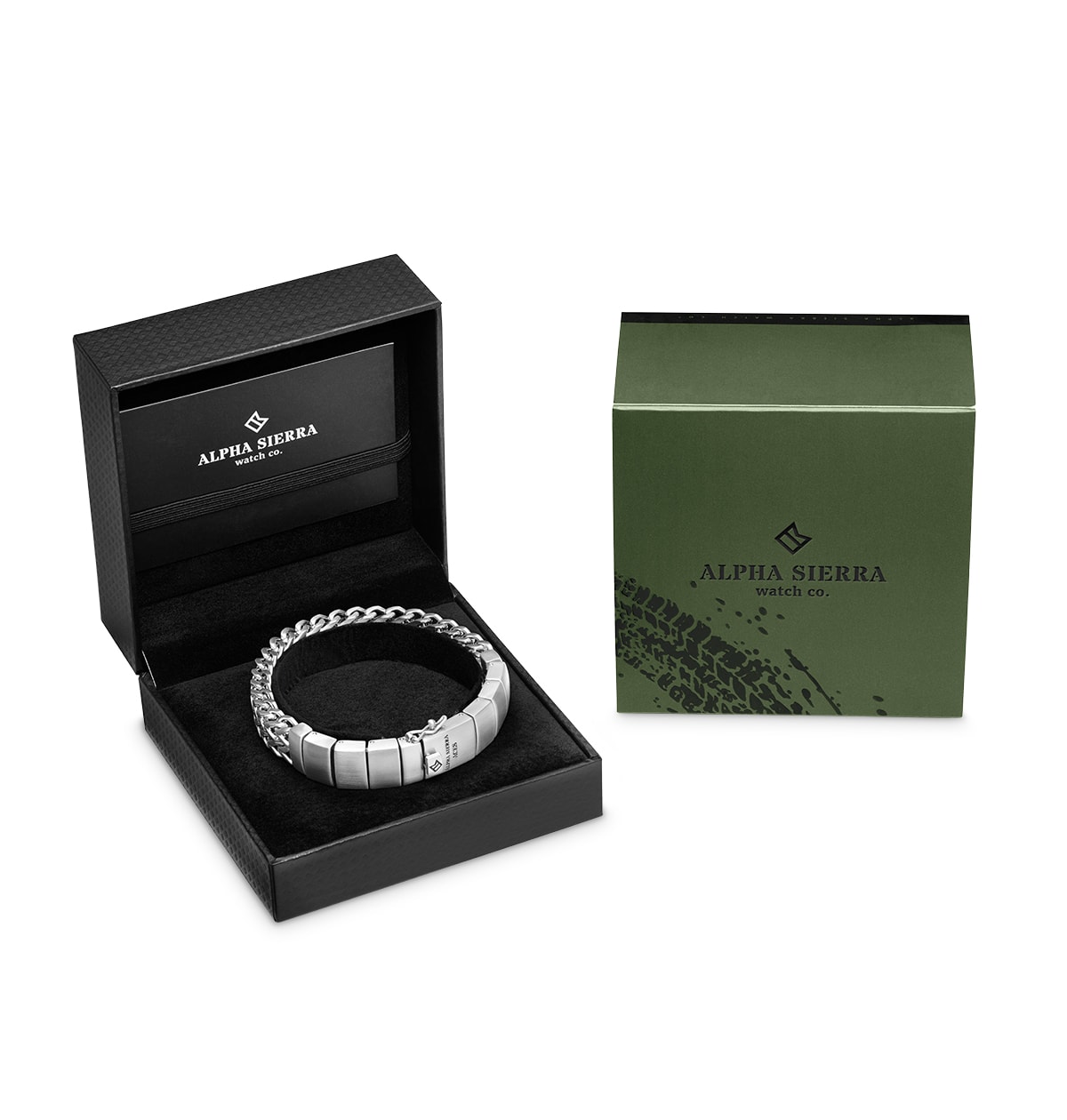 Alpha Sierra herenarmband zilverkleurig roestvrij staal