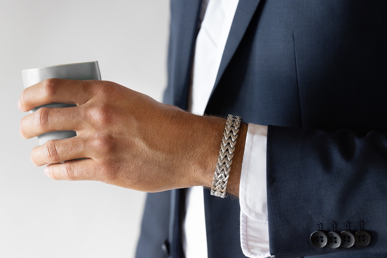 Alpha Sierra herenarmband zilverkleurig roestvrij staal