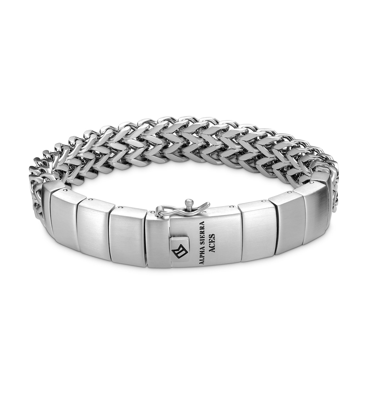 Alpha Sierra herenarmband zilverkleurig roestvrij staal