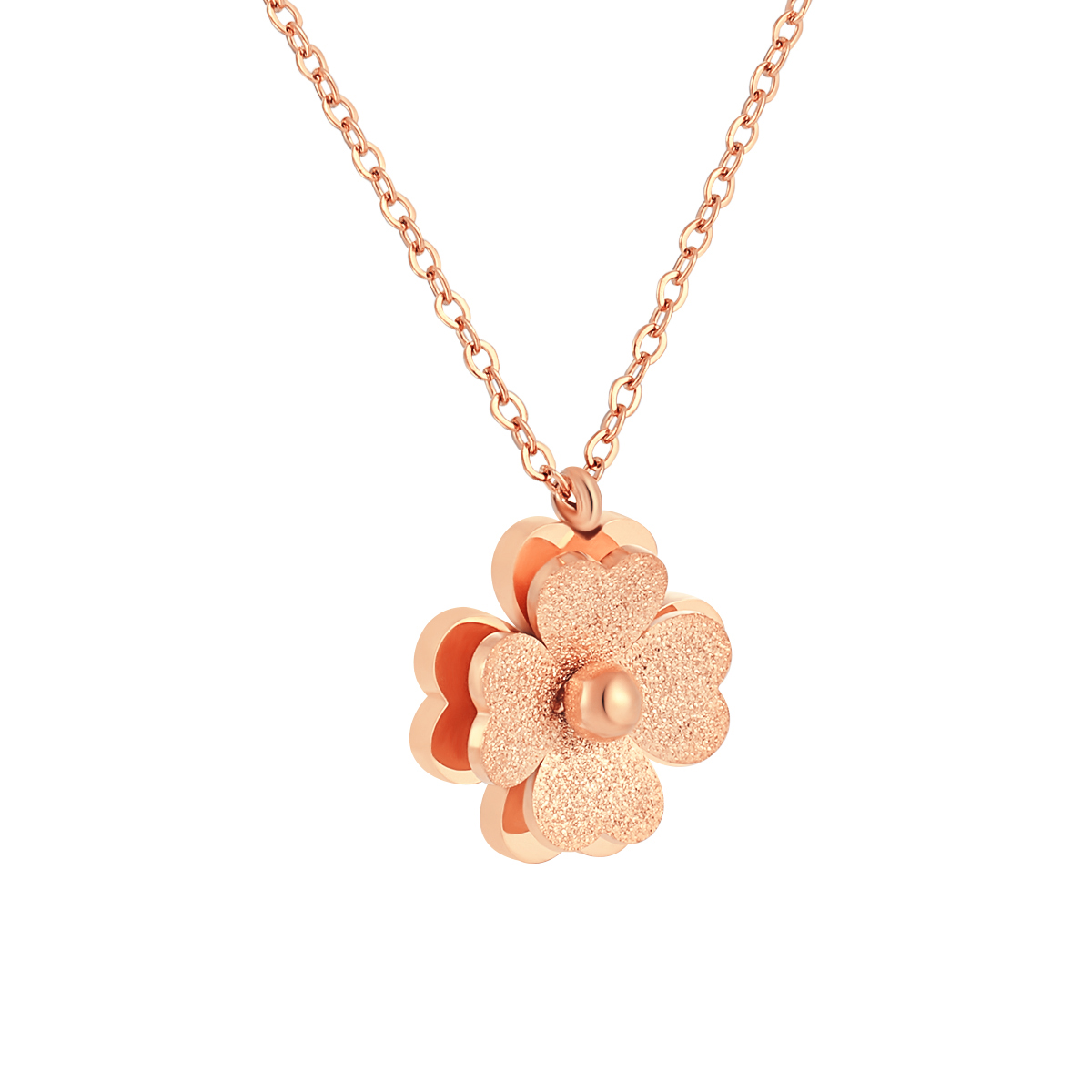 Chique klaver ketting in rose goud kleur