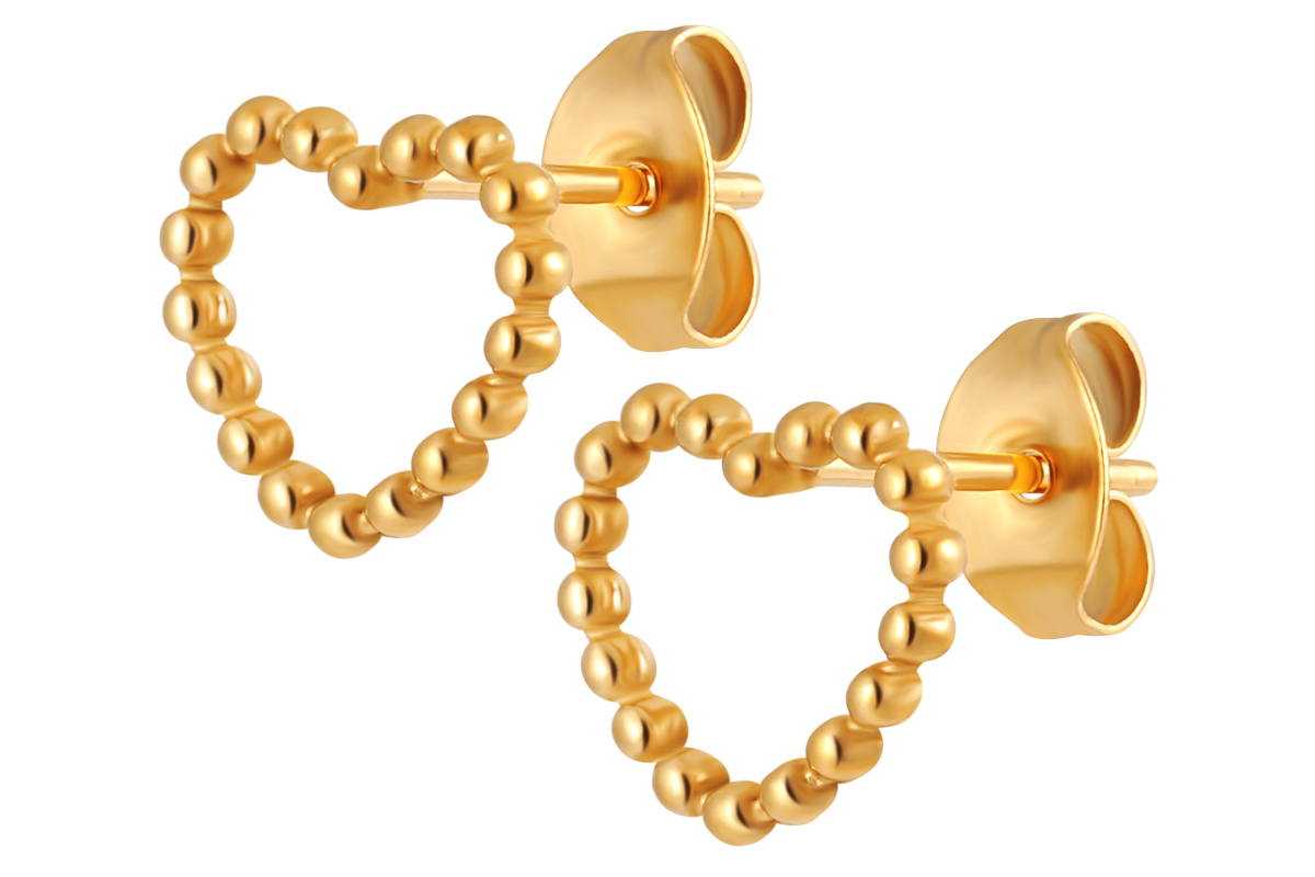 Goudkleurige oorbellen hartvorm