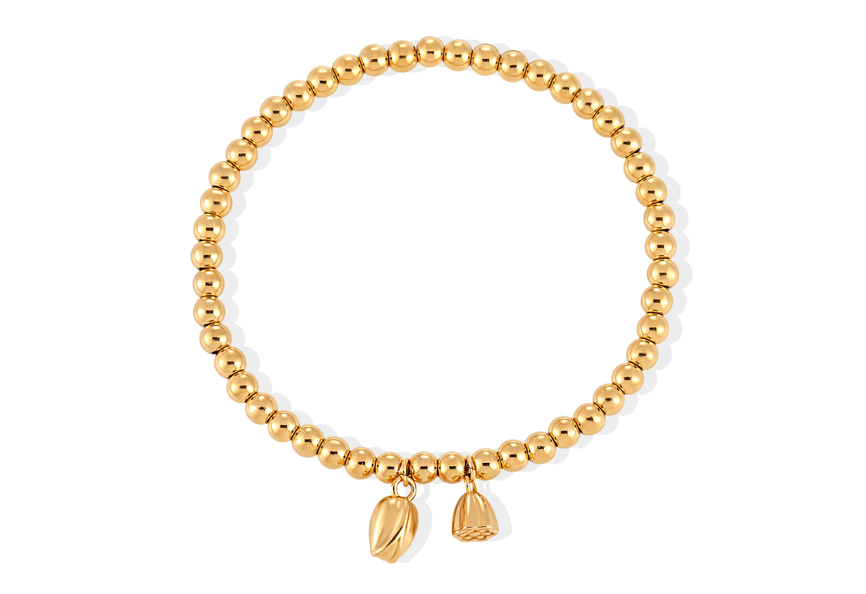 Bracelet Doré avec Boules et 2 Pendentifs