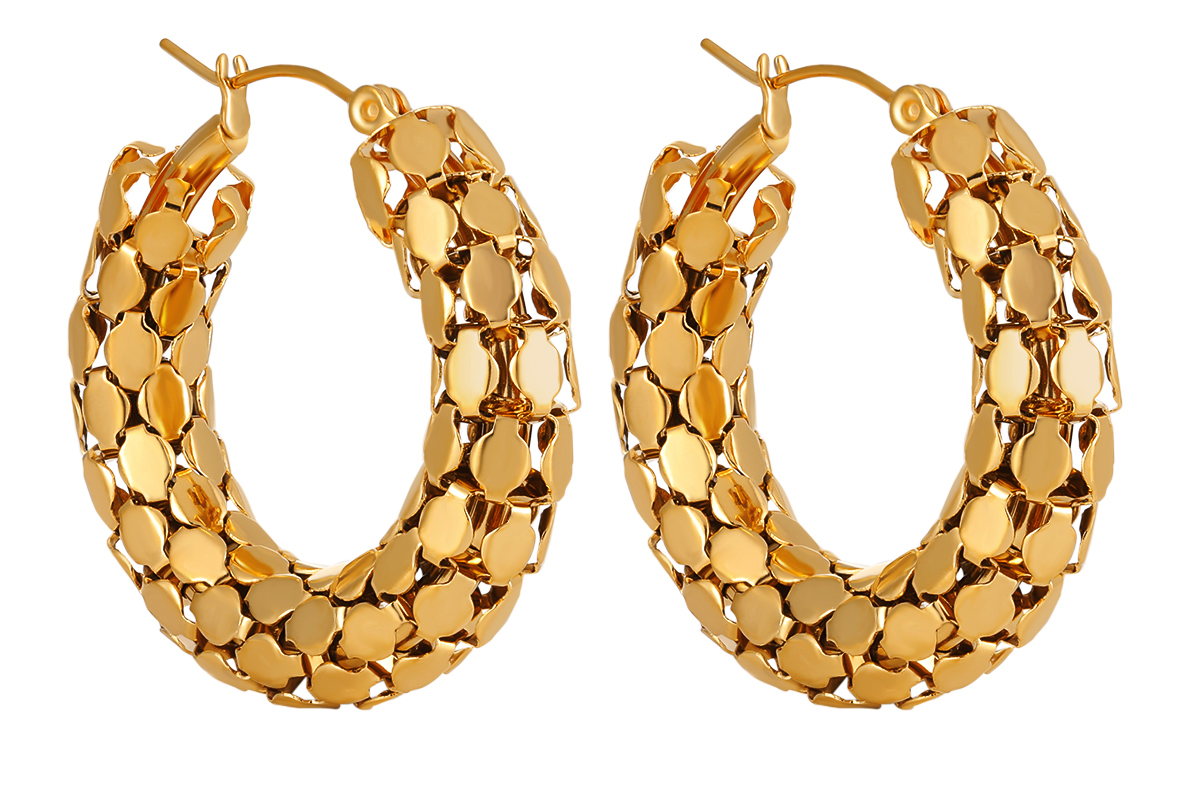 Trendy goudkleurige oorbellen met schakelstructuur