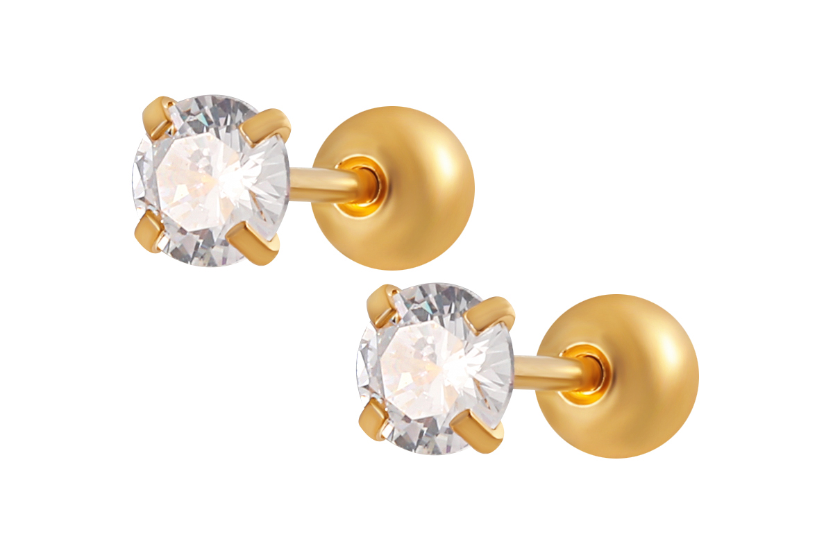 Goudkleurige oorstekers met fonkelende steen