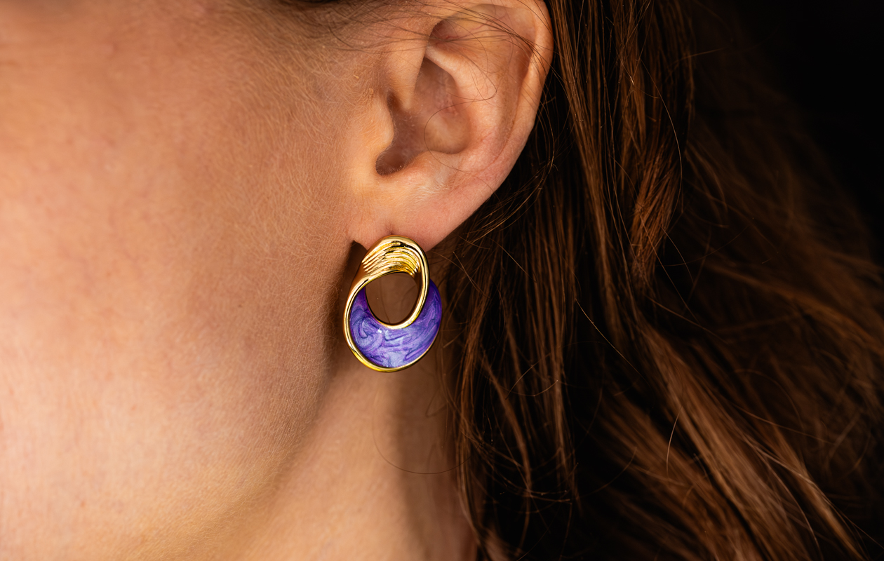 Oorbellen Naomi Paars - Maison D'Oro