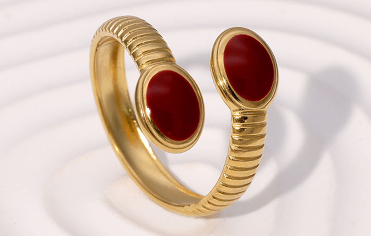 Ring Camille Goud/Rood - Maison D'Oro