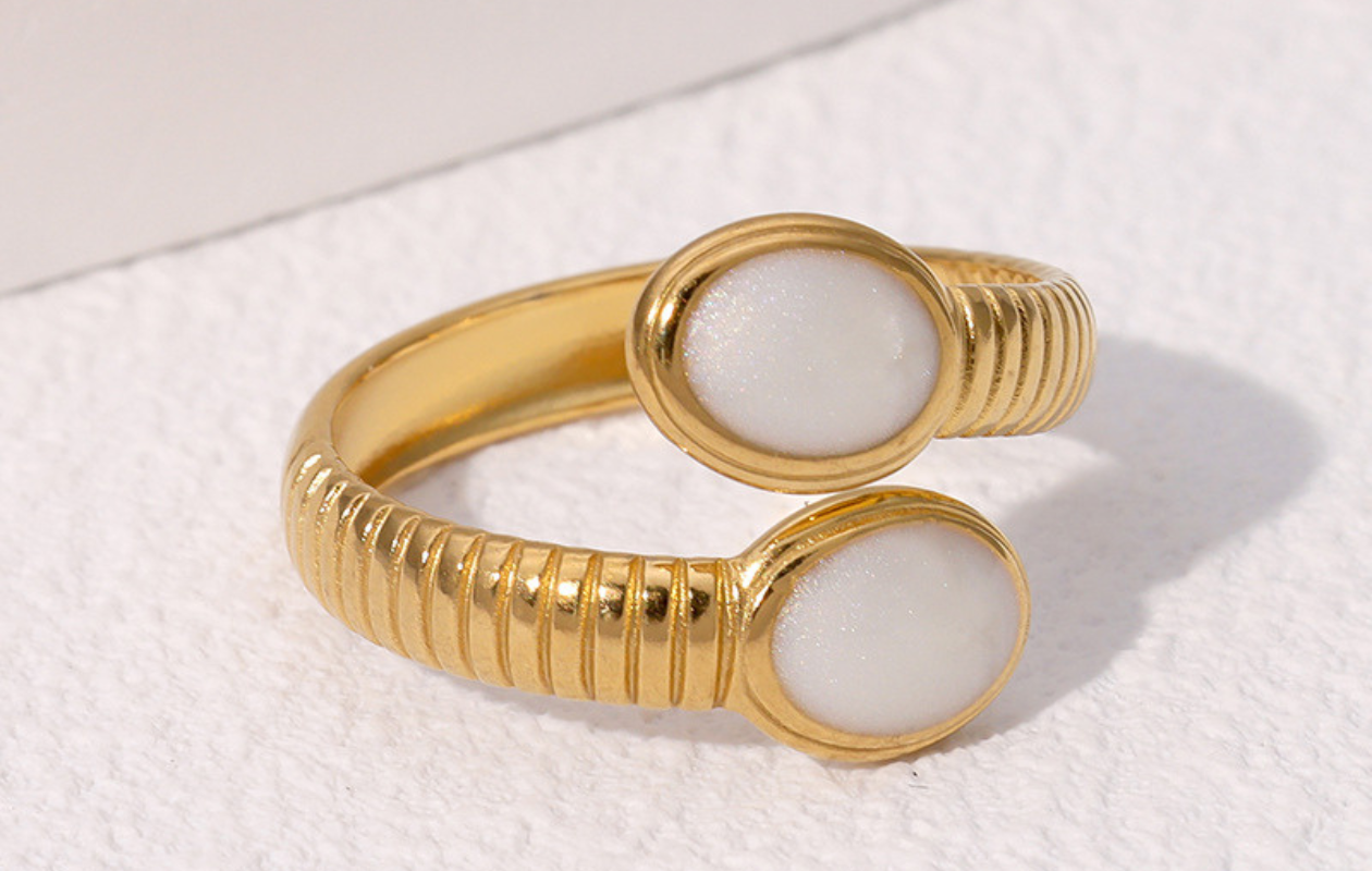 Ring Camille Goud/Wit - Maison D'Oro