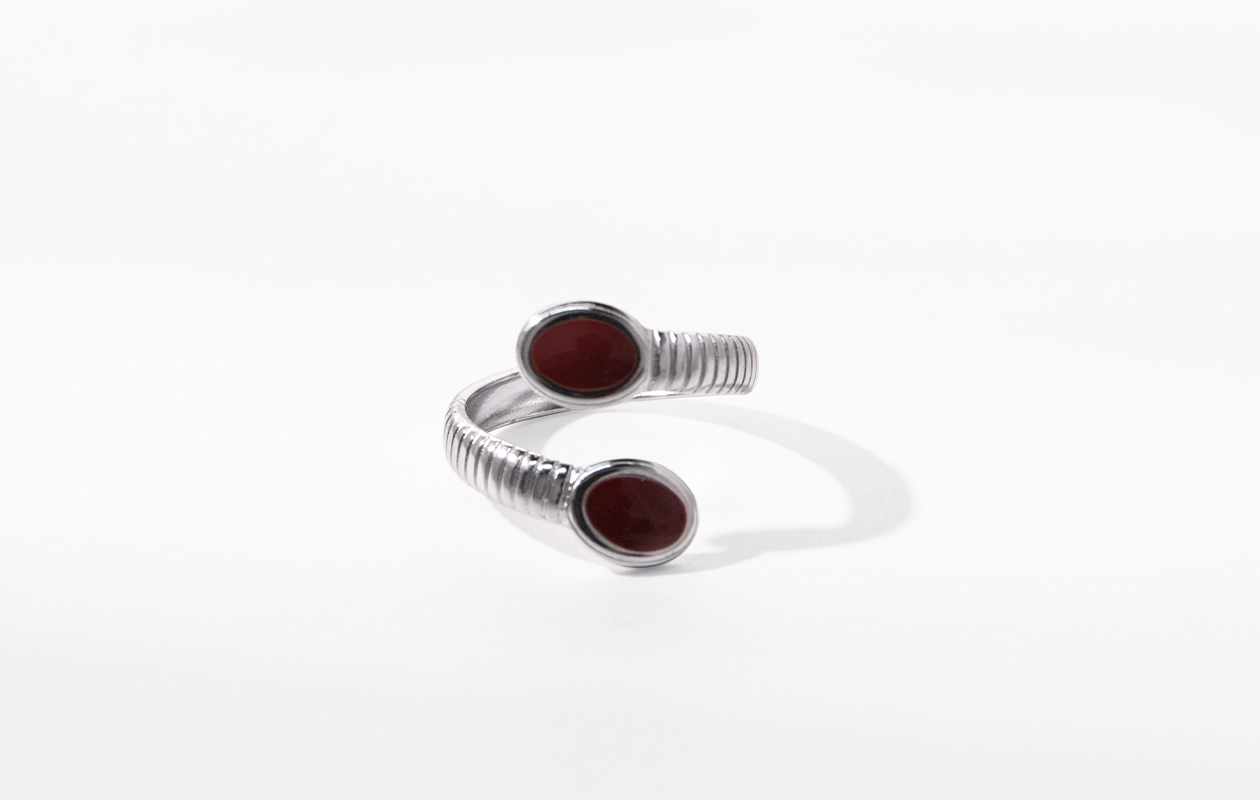 Ring Camille Zilver/Rood - Maison D'Oro