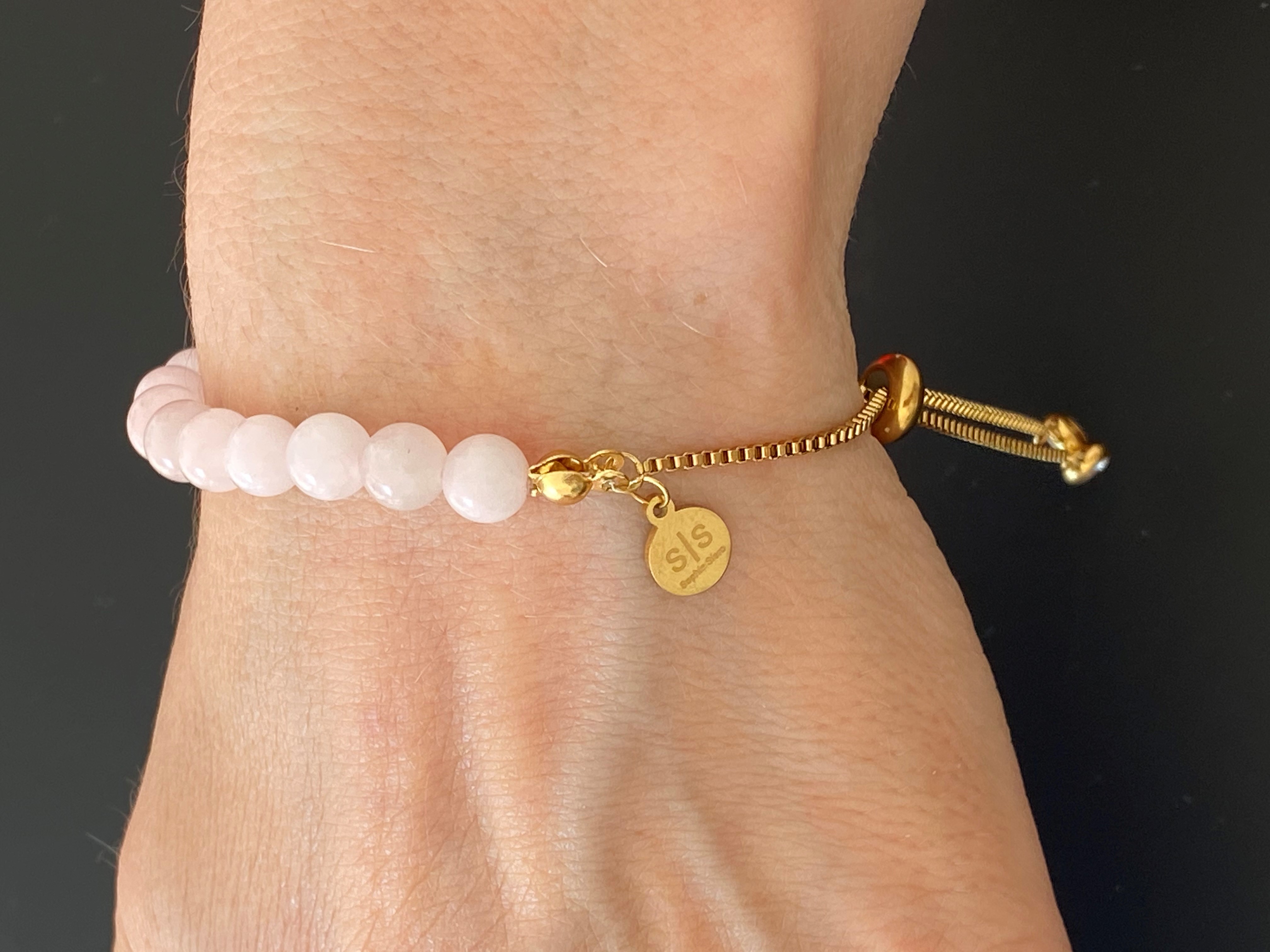 Rosekwarts natuurstenen kralen armband