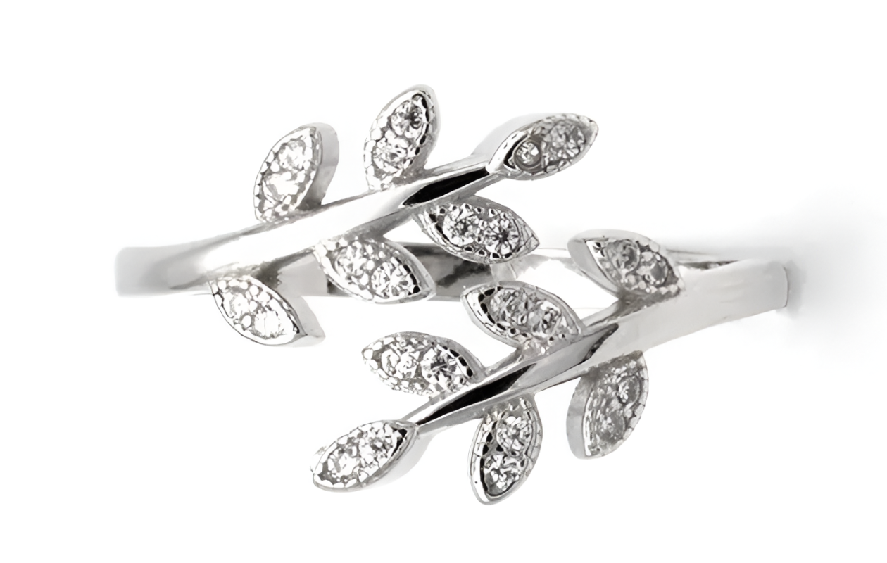 Verstelbare verzilverde ring met zirkonia's