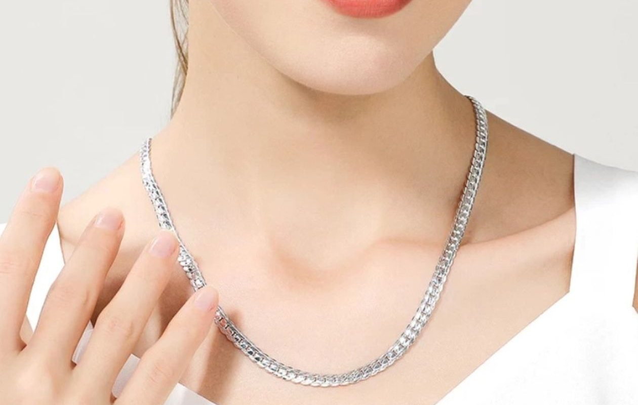 HYKS Verzilverde platte schakel ketting