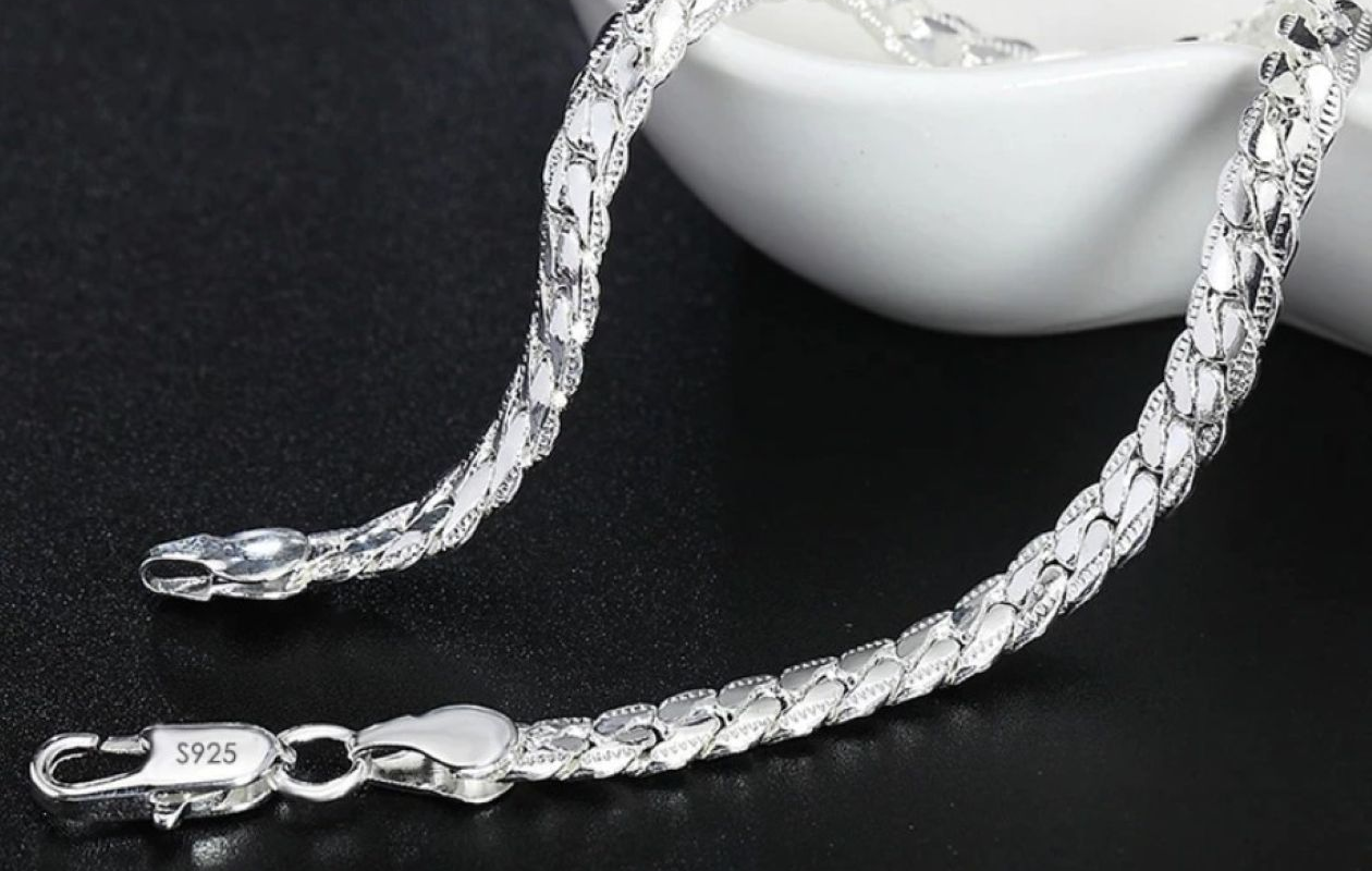 HYKS Verzilverde platte schakel ketting