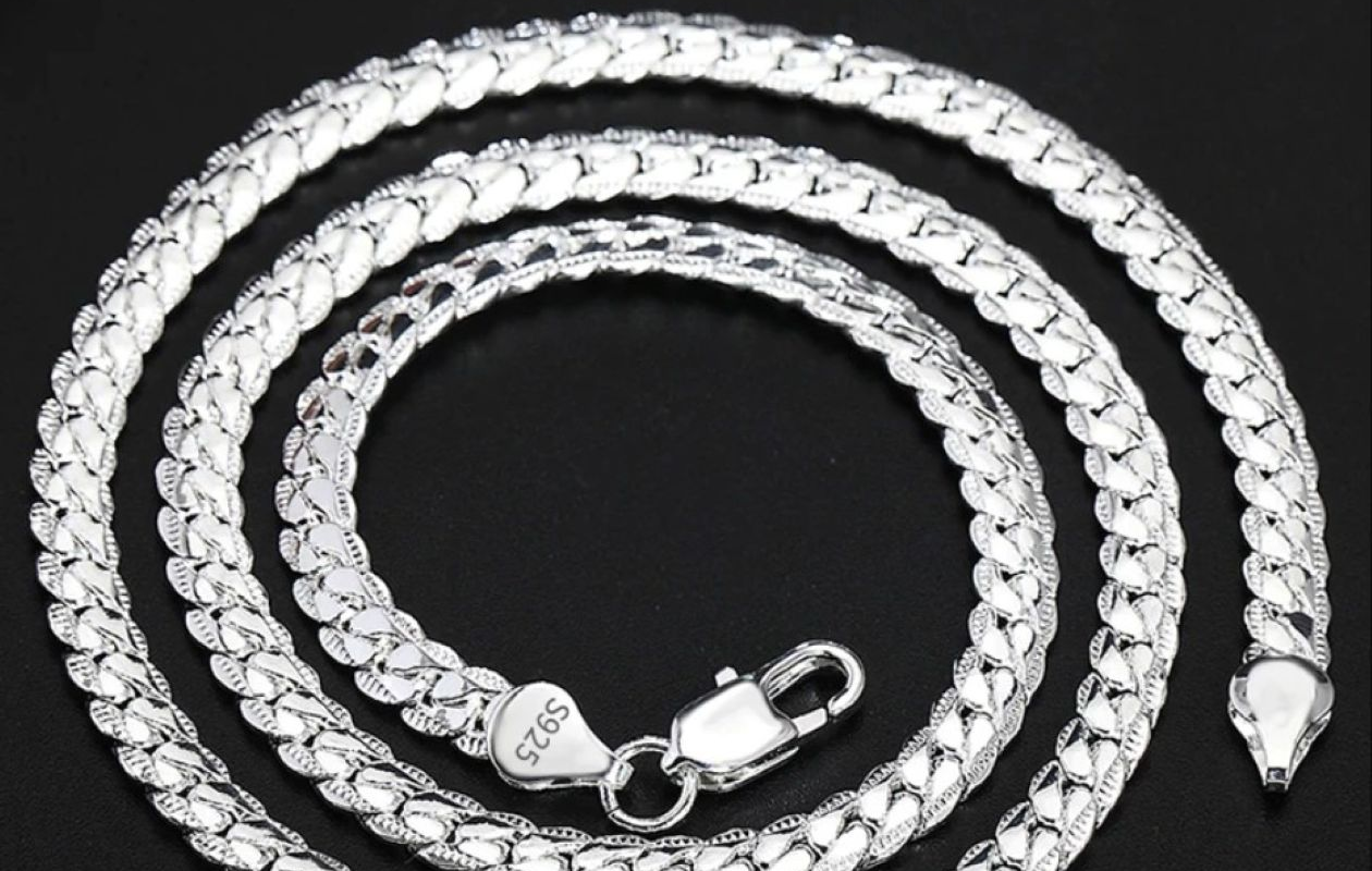 HYKS Verzilverde platte schakel ketting