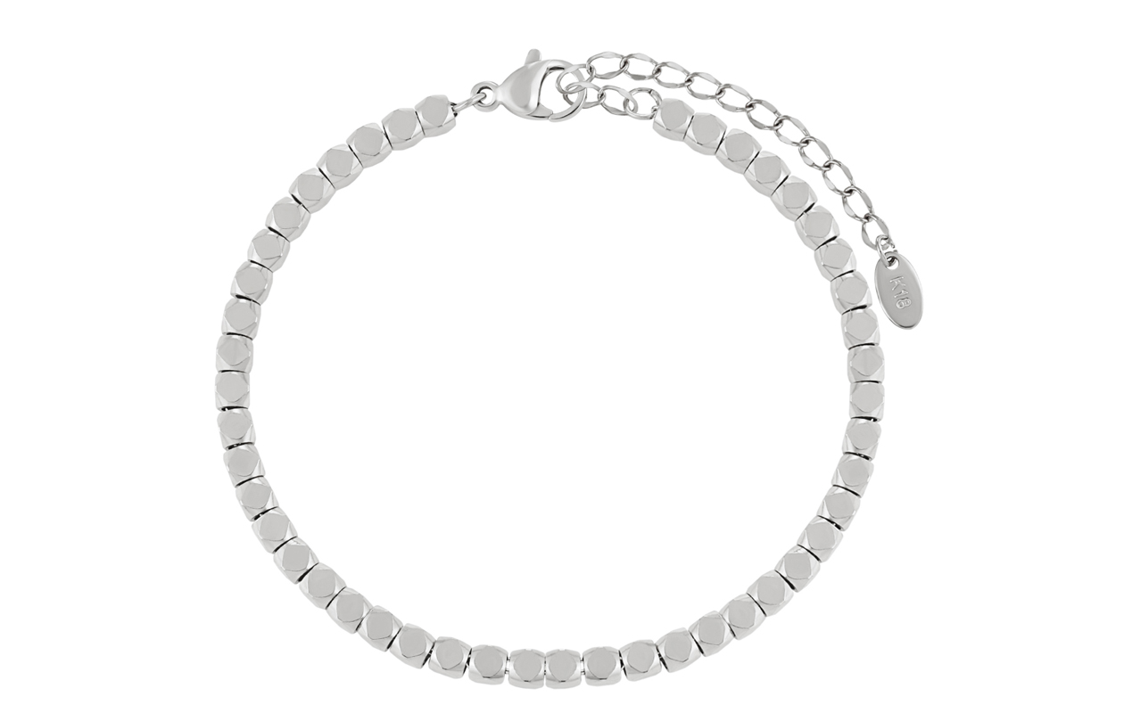 Zilverkleurige armband met hexagonale schakels