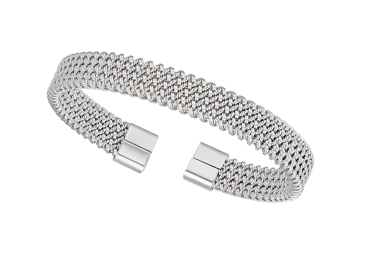 Zilverkleurige brede armband universele maat