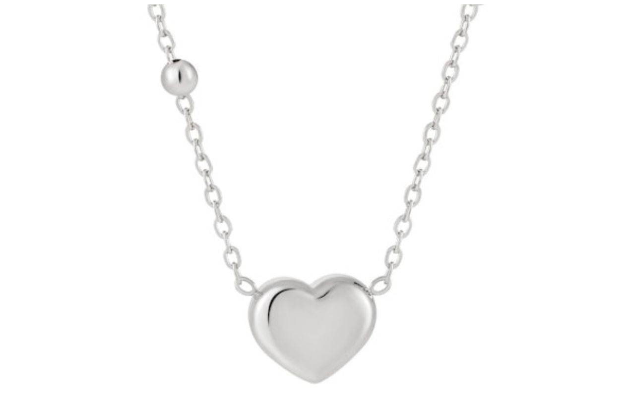 Collier Argenté avec Pendentif en Forme de Cœur
