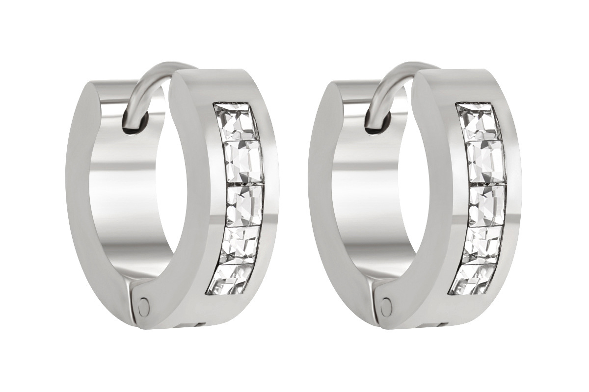 Zilverkleurige oorbellen met fonkelende zircon stenen