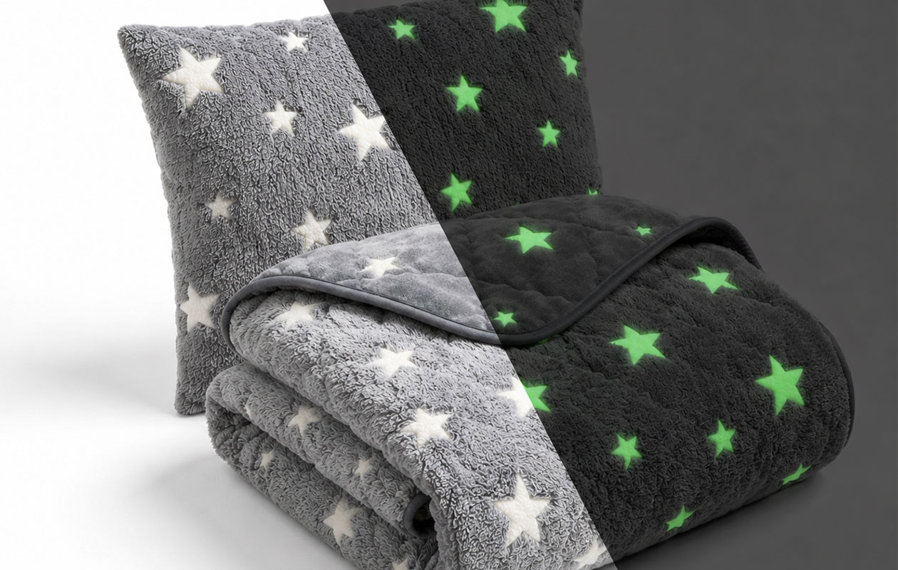 Blankglow fleecedeken met glow-in-the-dark sterren