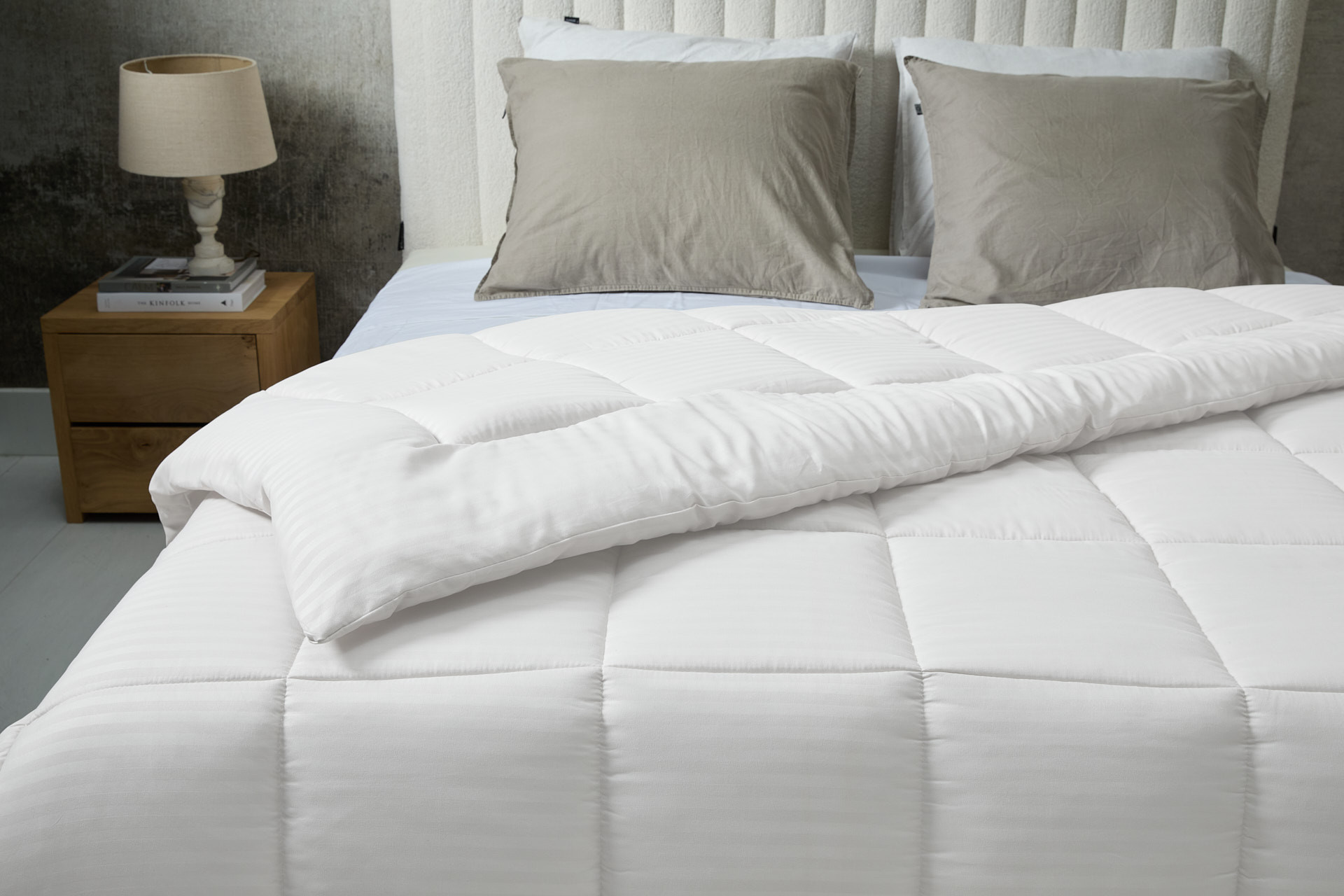 All-in-one dekbed gestreept  - Wit - 140 x 200 cm