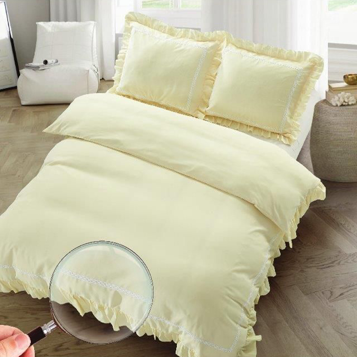 Dekbedovertrek Dorothy - Creme- 200x200/220 + 2*60x70 cm