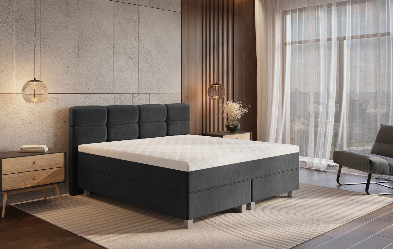 Emsa tweepersoons boxspring Gustavo 180x200 Antraciet