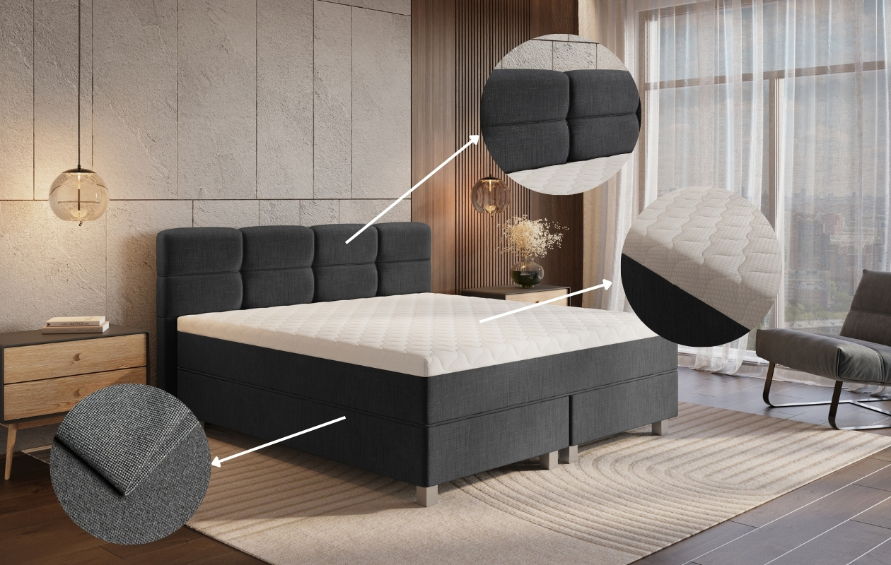 Emsa tweepersoons boxspring Gustavo 180x200 Antraciet