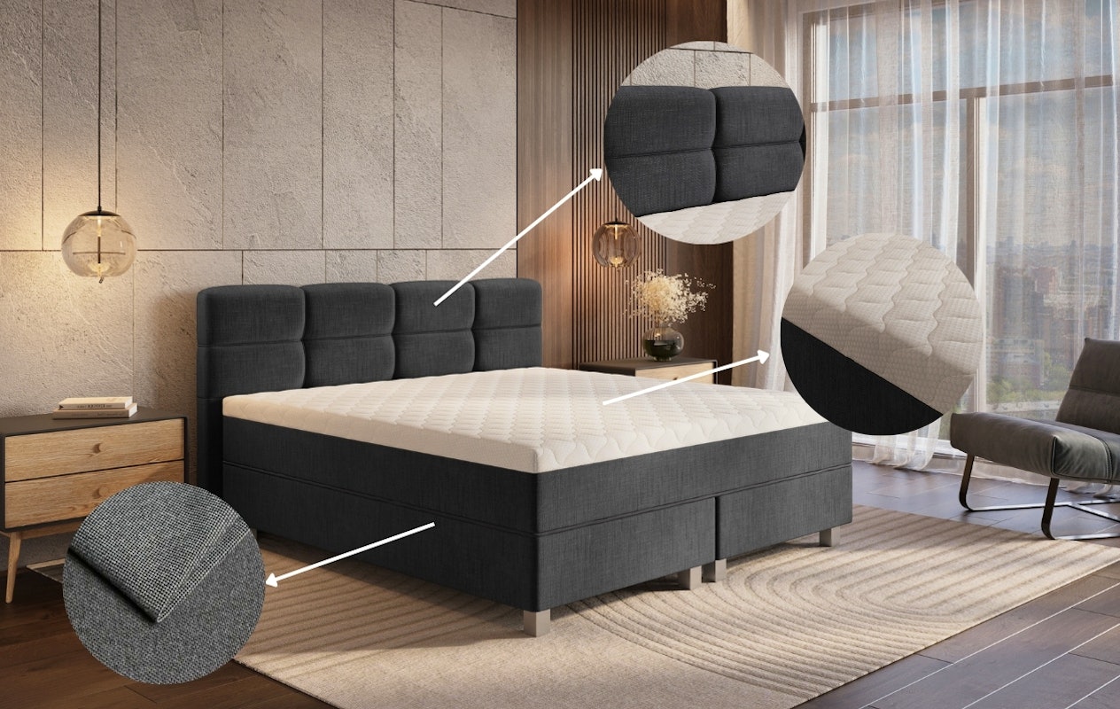 Sommier double Emsa Gustavo 180x200 anthracite
