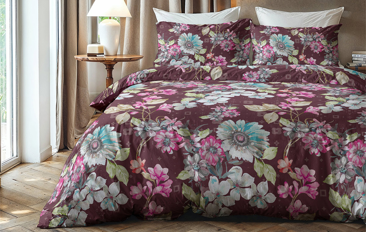 Housse de couette en flanelle - 240x220 cm - Motif floral