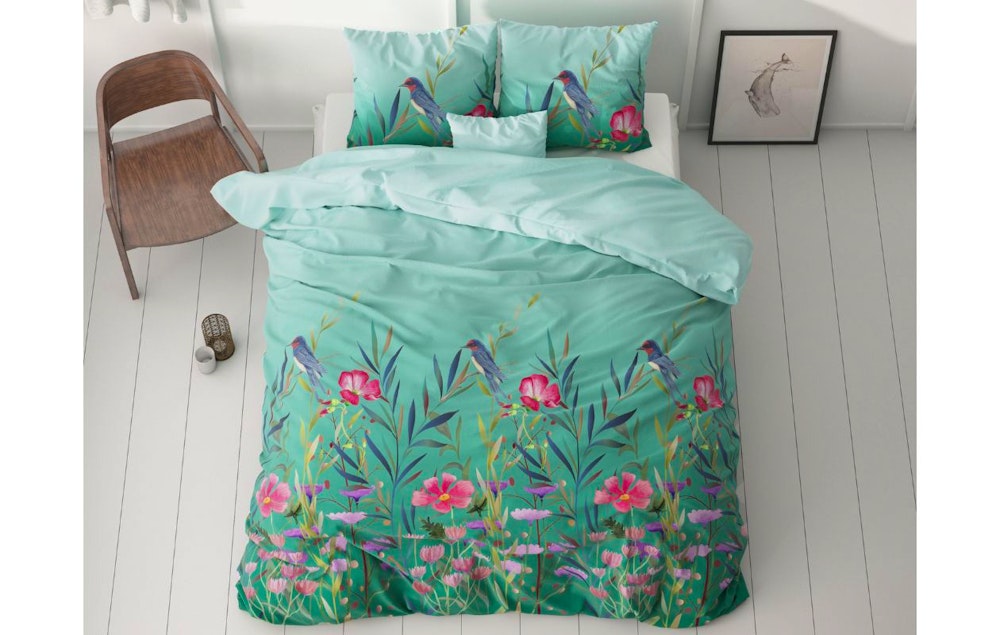 Flower & Birds Turquoise 240 x 200/220