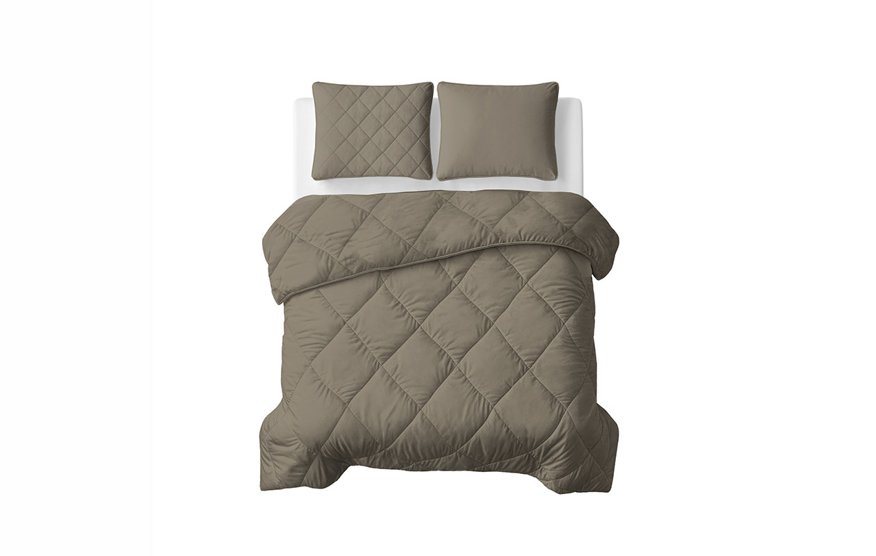 Lazy Dekbed Uni Taupe/Grijs 240 x 200 Met Kussenslopen