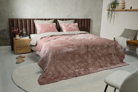 Luxe bedsprei velvet incl. 2 slopen - Roze - 200 x 200 cm