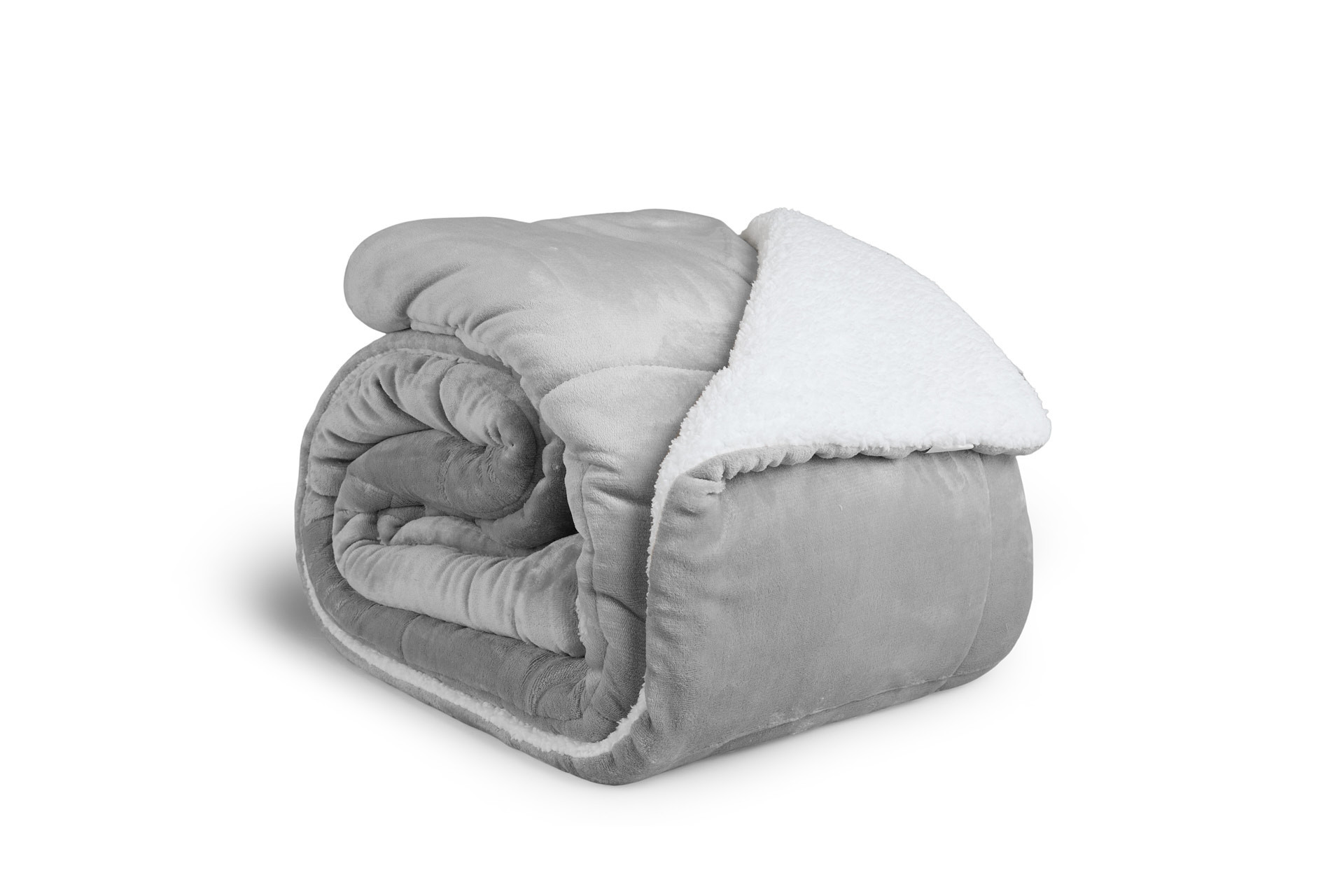 SleepMed 2-zijdige luxe sherpa deken - Lichtgrijs - 200 x 200 cm