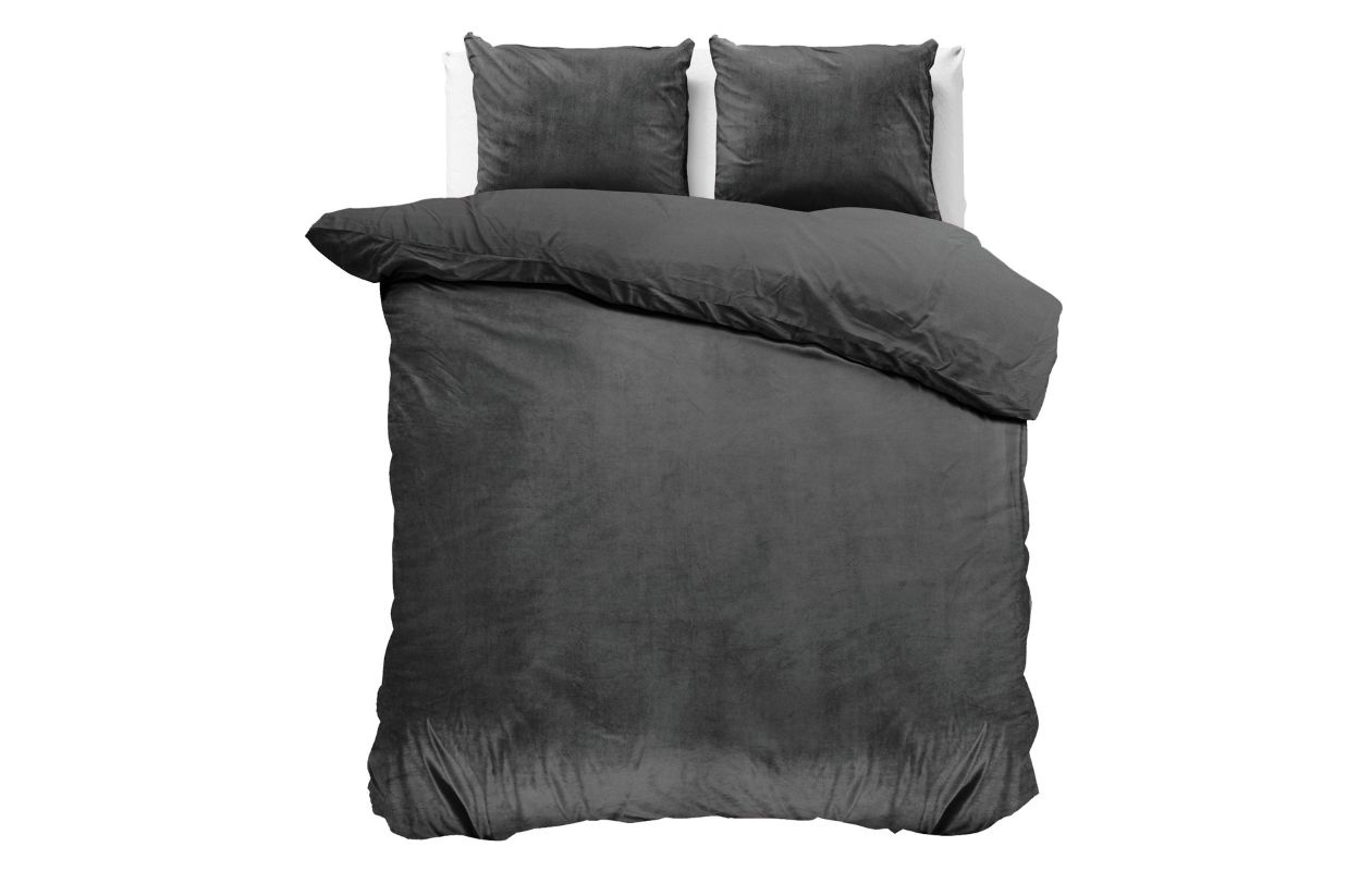 Sleeptime dekbedovertrek velvet antraciet 240 x 200/220 cm