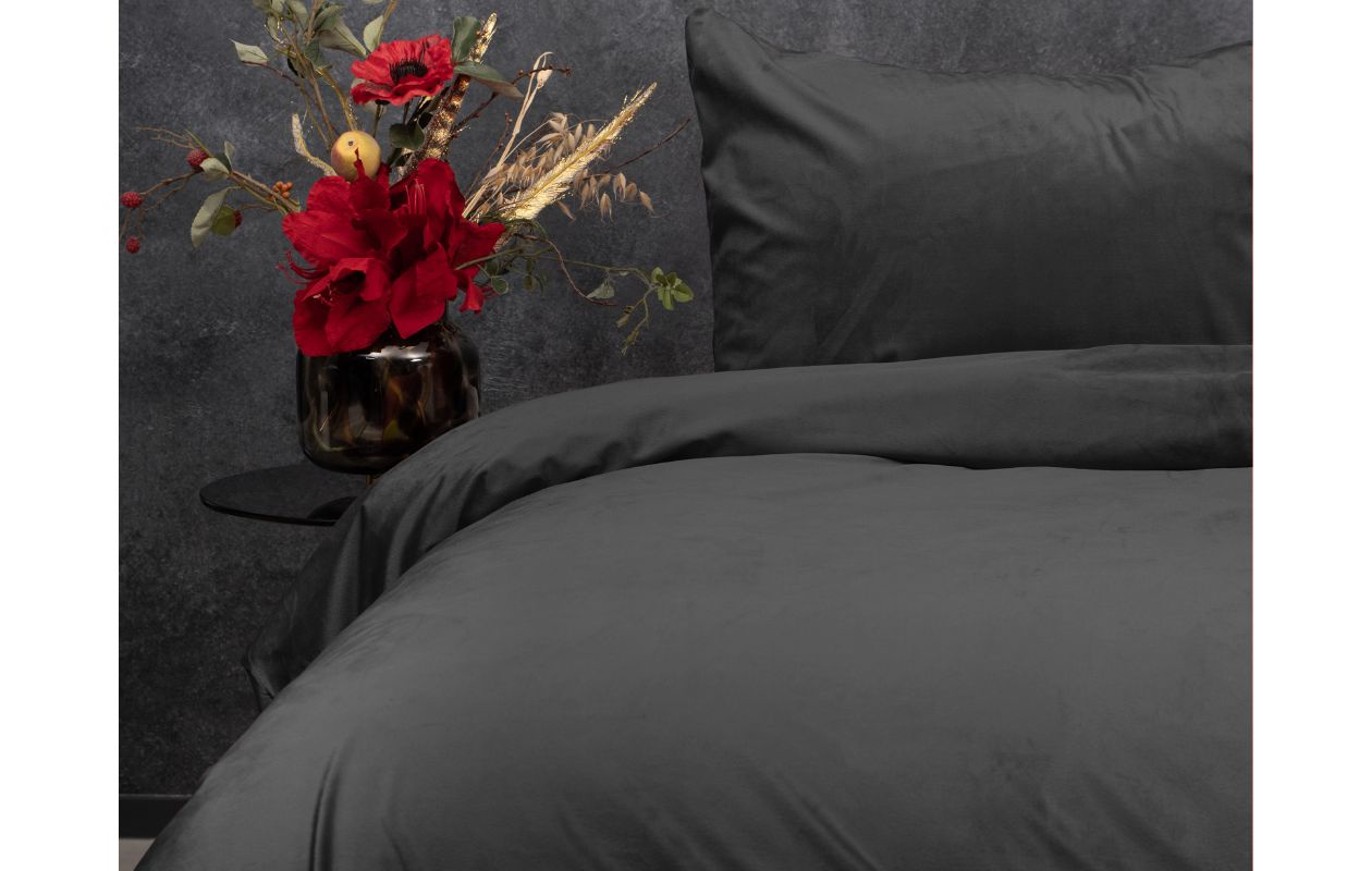 Sleeptime dekbedovertrek velvet antraciet 240 x 200/220 cm