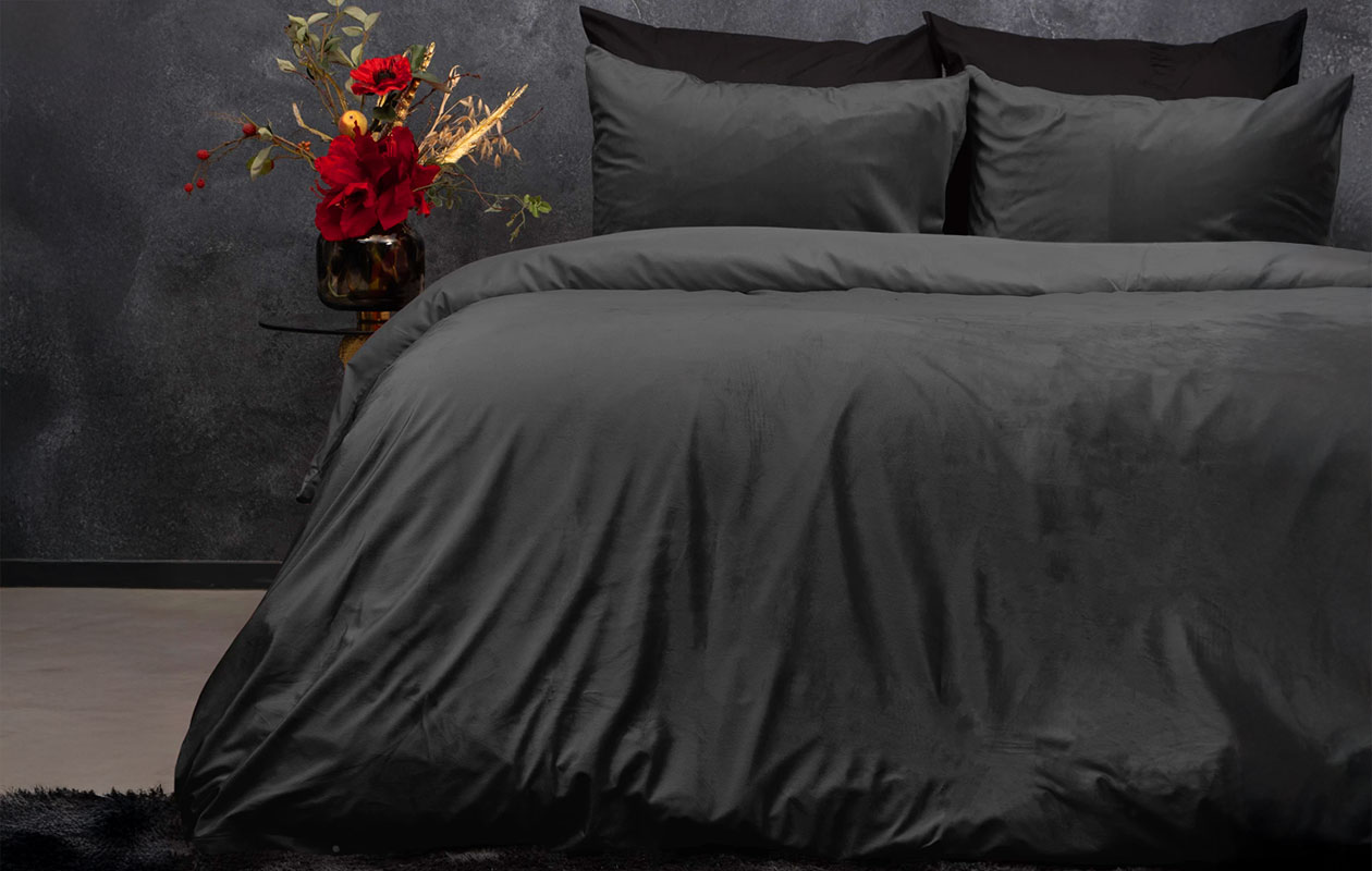 Sleeptime dekbedovertrek velvet antraciet 240 x 200/220 cm
