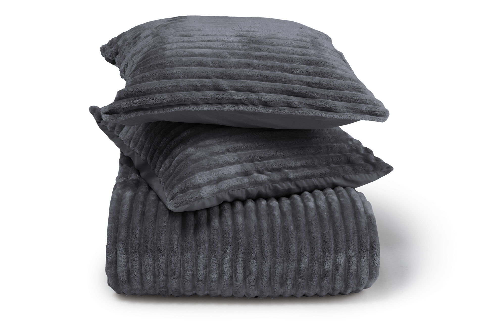 Teddy brede rib dekbedovertrek 240x220 - Antraciet