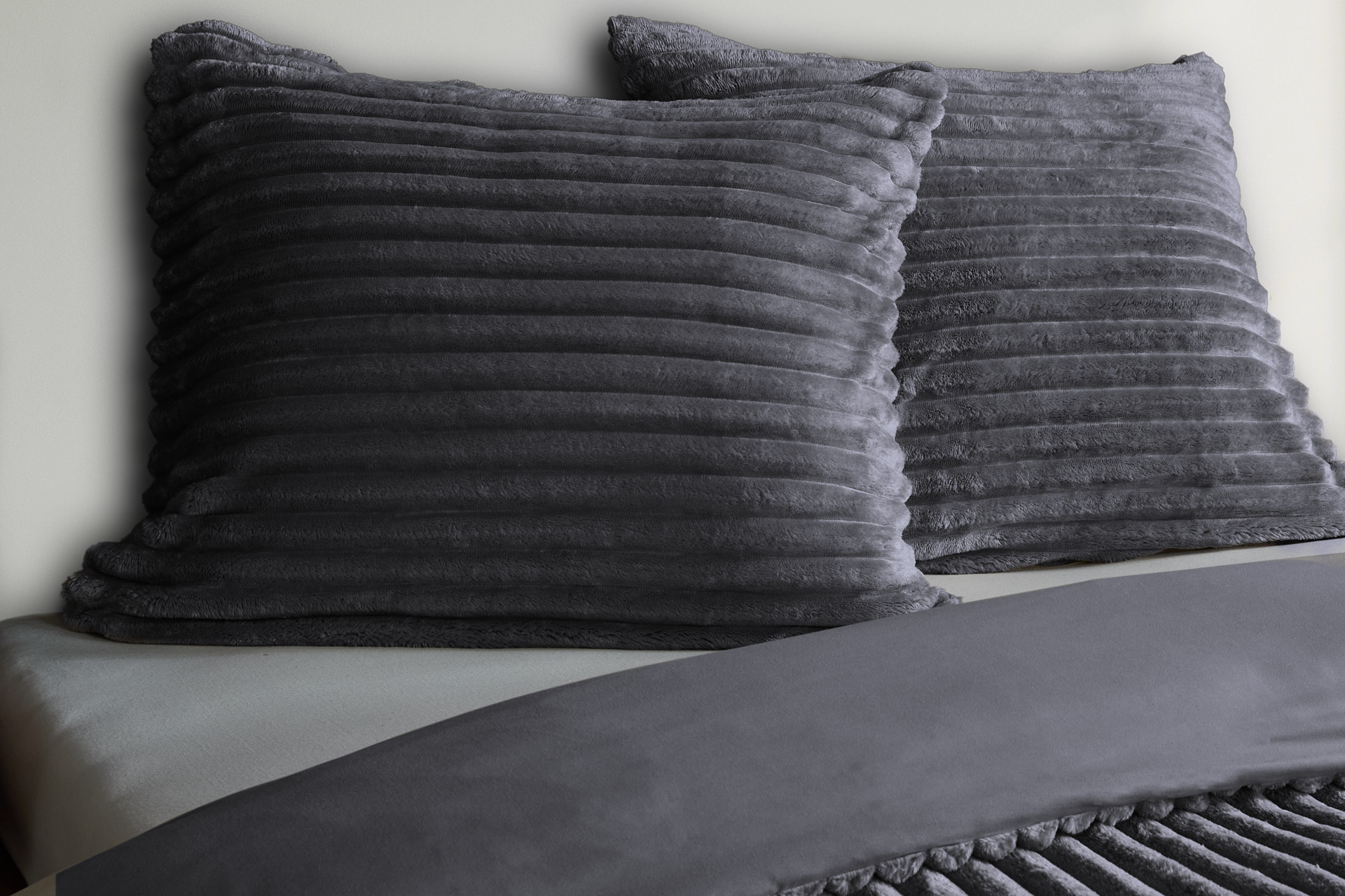 Teddy brede rib dekbedovertrek 240x220 - Antraciet