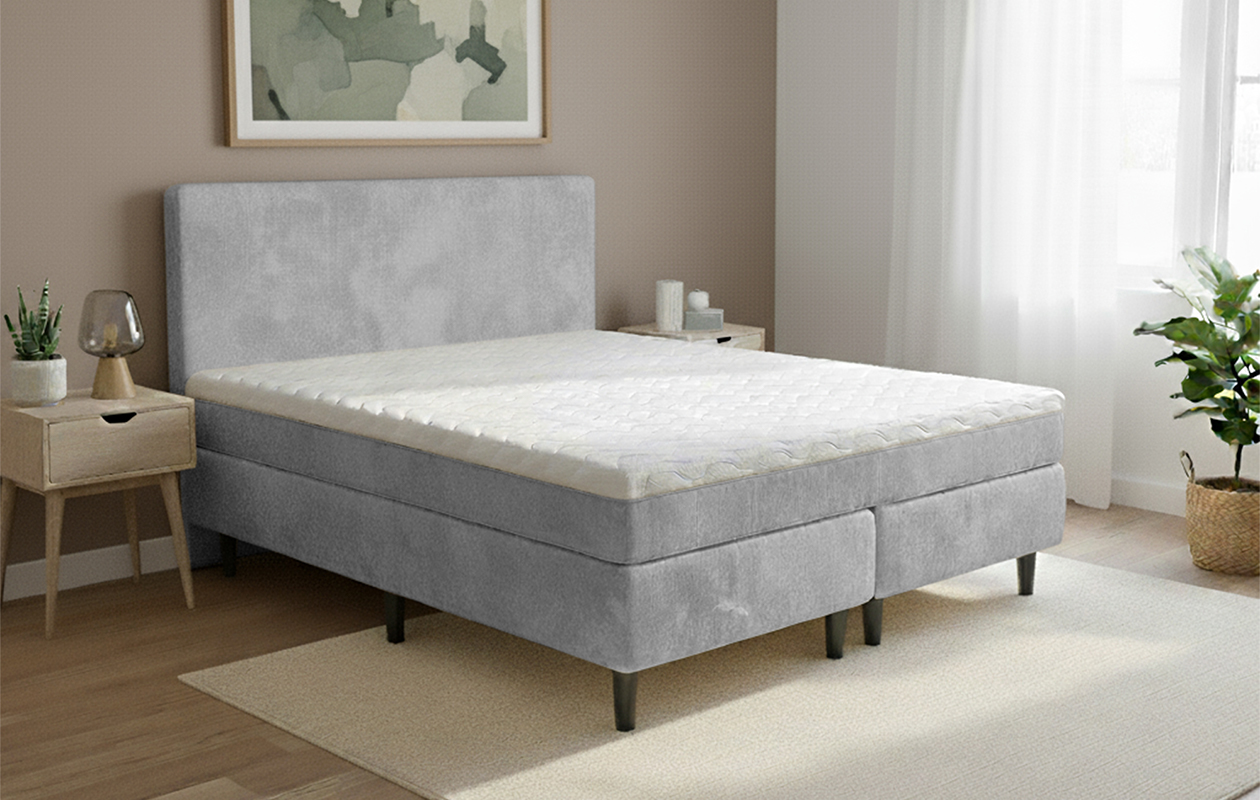 Boxspring Zydante® 2 personnes 180x200 cm - Velours - Argent