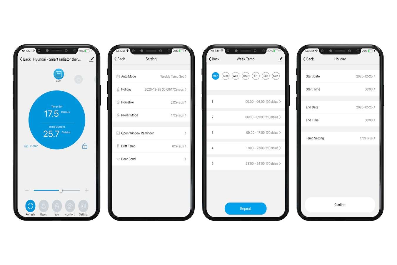 Slimme energiebesparende verwarmingsthermostaat met wifi en app